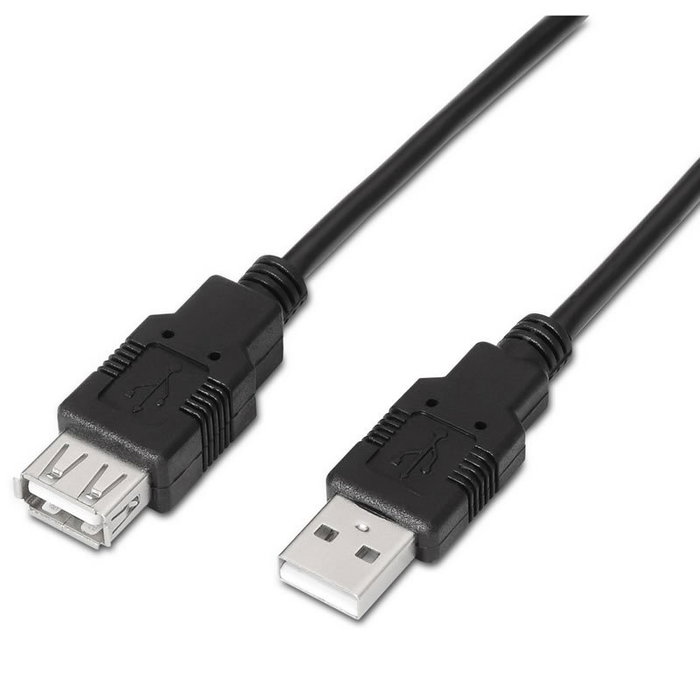 Aisens Cable de Extensión USB 2.0 Tipo A Macho a Hembra 1,8m Negro